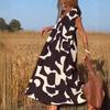 Women's V Neck Sleeveless Maxi Dress Loose Fit High Waist Casual Geometric Print A Line Long Dress 2026 Summer Elegant Vacation Dress