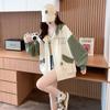 Damen Casual Neu Lockerer Cardigan Sweatshirt mit Samt und Verdickter Kapuzenjacke Locker Kontrastierend Baseball