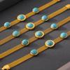 18K Gold Plated European-Style Turquoise Mesh Bracelet with Retro Design