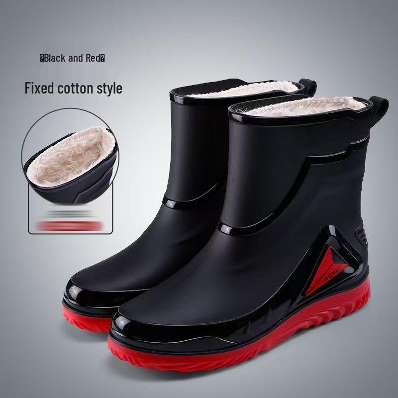 "Men's Waterproof Non-Slip Rubber Rain Boots for Outdoor, Car Wash & Kitchen Use"
