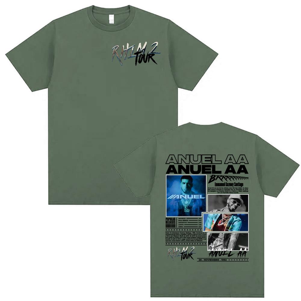 Rapper Anuel AA Rhlm 2 Album 2025 Tour Tshirts Unisex Women Fashion Hip Hop Gothic Clothes T Shirt Short Sleeve Tshirt Streetwear