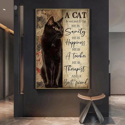 Retro Eine Katze ist nicht nur eine Katze Poster Vintage schwarze Katze Leinwanddrucke Gemälde Tierfreund Wandkunst Bild Moderne Heimdekoration