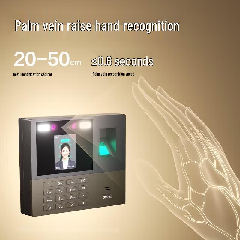 Умный терминал учета рабочего времени Deli 13888 PRO (Динамическое лицо и отпечаток пальца) Китайская вилка (адаптер в комплекте)