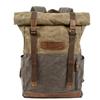 Retro European & American Color Block Canvas Backpack - Oil Wax Finish for Outdoor Hiking, Travel, Mountaineering, School, or Students