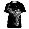 3D Tiger Pattern Printed Fashion T-shirt Tiger Element Printed Summer New Men's Personalized Cool Top Men's Fun T-shirt