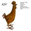Decorative Hollow Wing Figurine Metal Rooster Statue, Rustic Distressed Iron Figurine, Farmhouse Weather Resistant Lawn Art Tabletop Outdoor Decor for