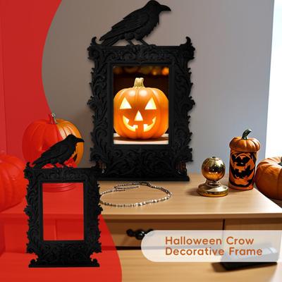 Krähe Dekorativer Rahmen Leicht Tragbar Gotisches Design Mehrzweck Fotorahmen Halloween Party Dekoration