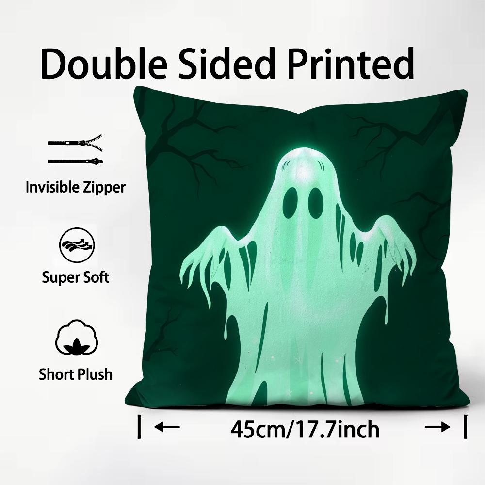 Ghost Cute Cushion Cover Plush Fabric Soft DoubleSided Printed Sofa Warm Winter Home Child Gift Pillow Case