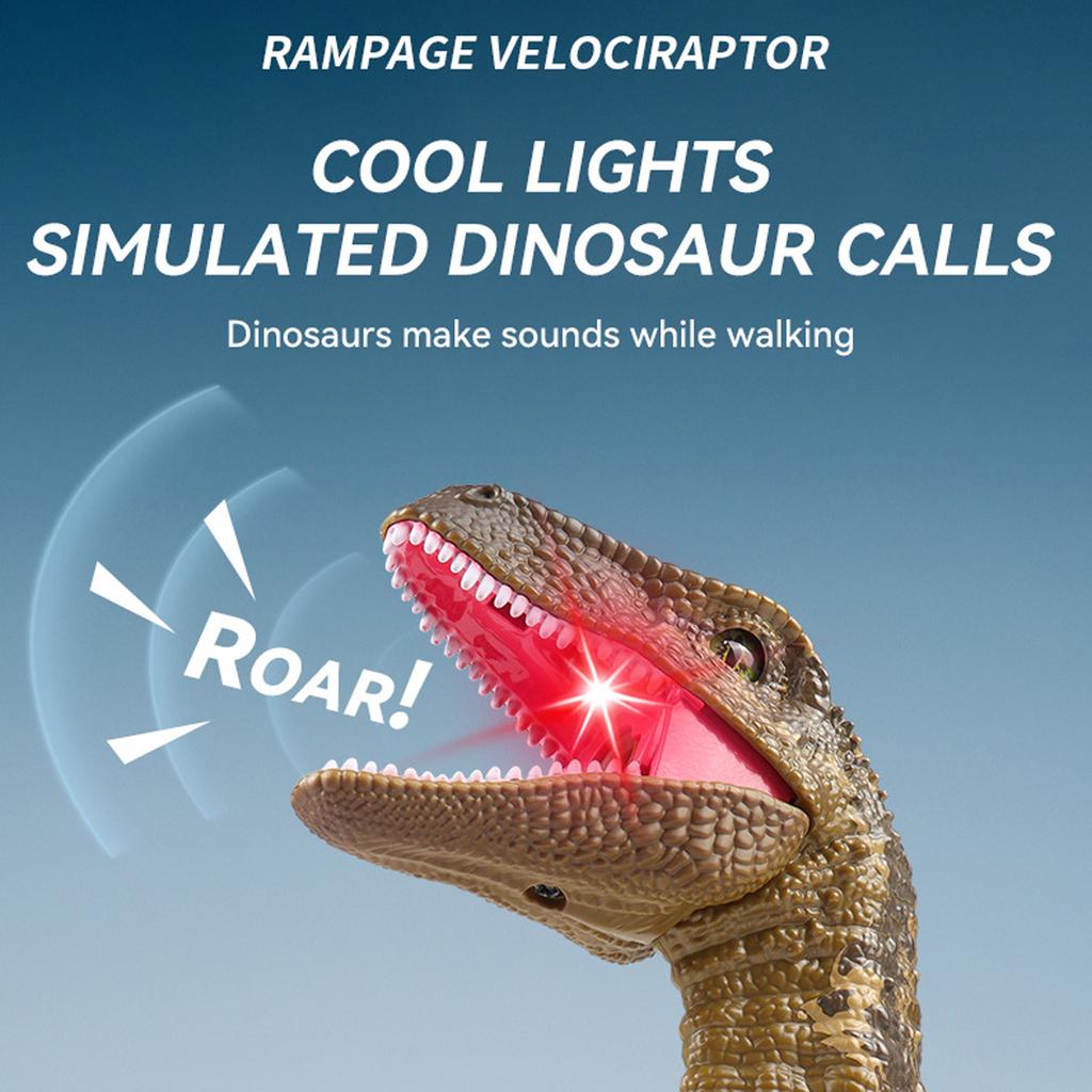 2.4G Realistic Light-Up Crawling Dinosaur Remote Control Toy With Mist Spray For Children