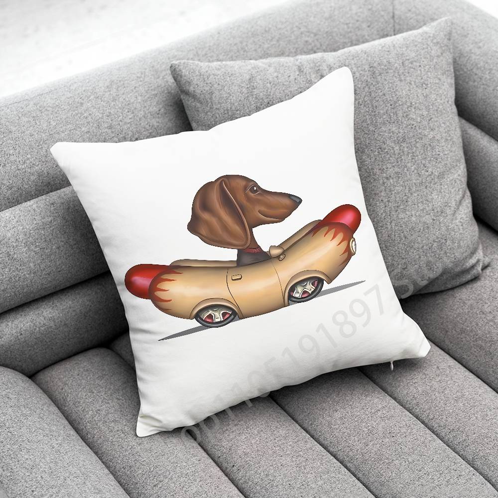 Dachshund Sausage Dog Puppy Christmas TREE Throw Pillow Case For 45*45cm 40cm 30cm 50cm 55cm Square Home Pillowcase Case