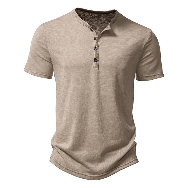 Ultra-Soft Bamboo Cotton Henley T-Shirts Men Slim Fit Short Sleeve V Neck T Shirt Men Daily Work Causal Tops Tees