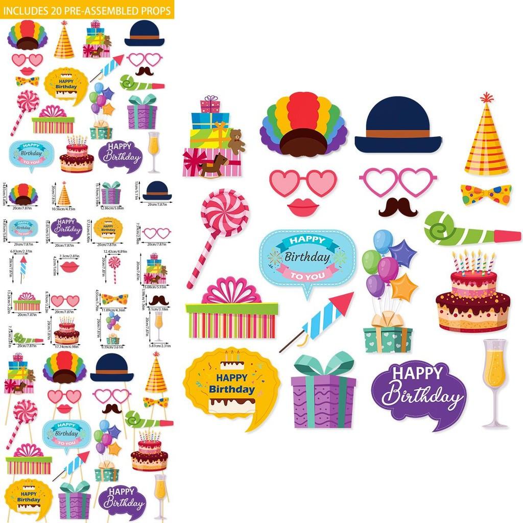 Birthday Party Photo Props Set With Funny Paper Decorations For Celebrations And Events