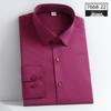 Autumn Men's Slim Fit Non-Iron Solid Color Long-Sleeved Square Collar Shirt