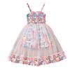 Girls Fashion Dress Summer Kids Cute Cartoon Print Shorts Lined with Suspenders Patchwork Mesh Dress