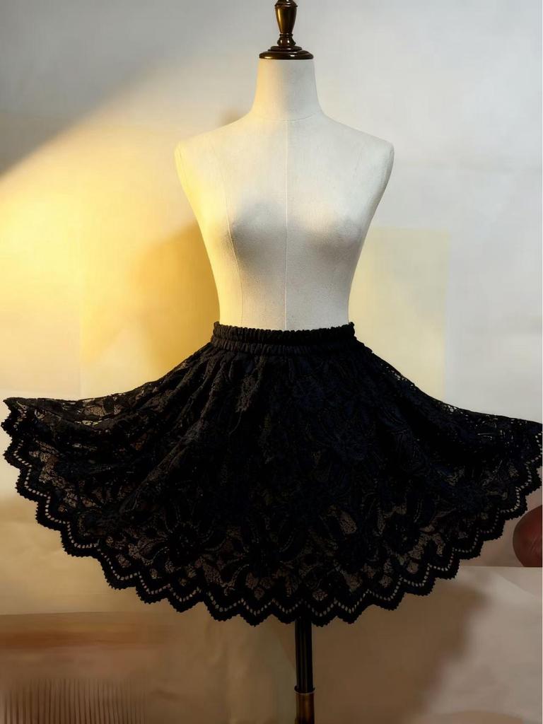 Upgraded Plus Size Lace Skirt: Autumn/Winter Thickened Base with Hem & Butt Cover