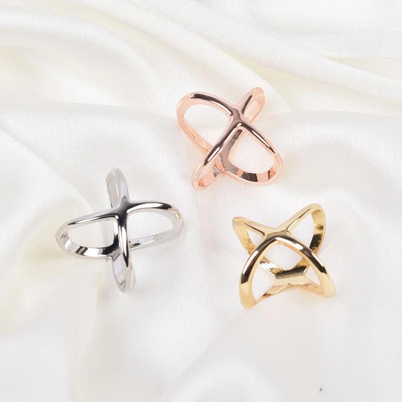 3pcs Fashion Cross Scarf Clip X Shape Metal Brooches For Women Hollow Bow Scarves Buckle Holder Shawls Jewelry Clothing Accessor