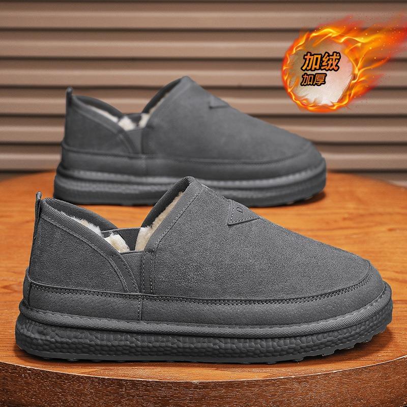 Zimní nové bavlněné boty pánské ležérní hřejivé, hromaděné zesílené nízké chladuvzdorné na jeden pedál příliv