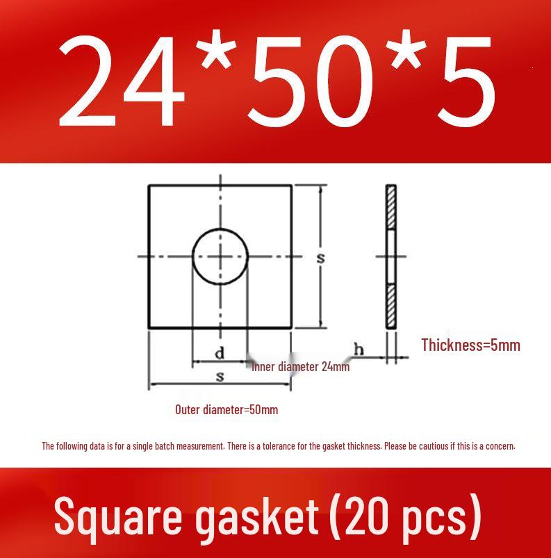 Thick Galvanized Square Iron Washer with Hole for M6-M24 Curtain Wall Use