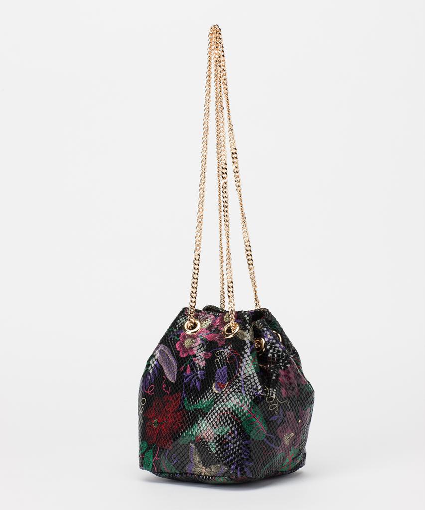 Jina In Ny Flower Mini Bucket Bag [Black Flower Combo]