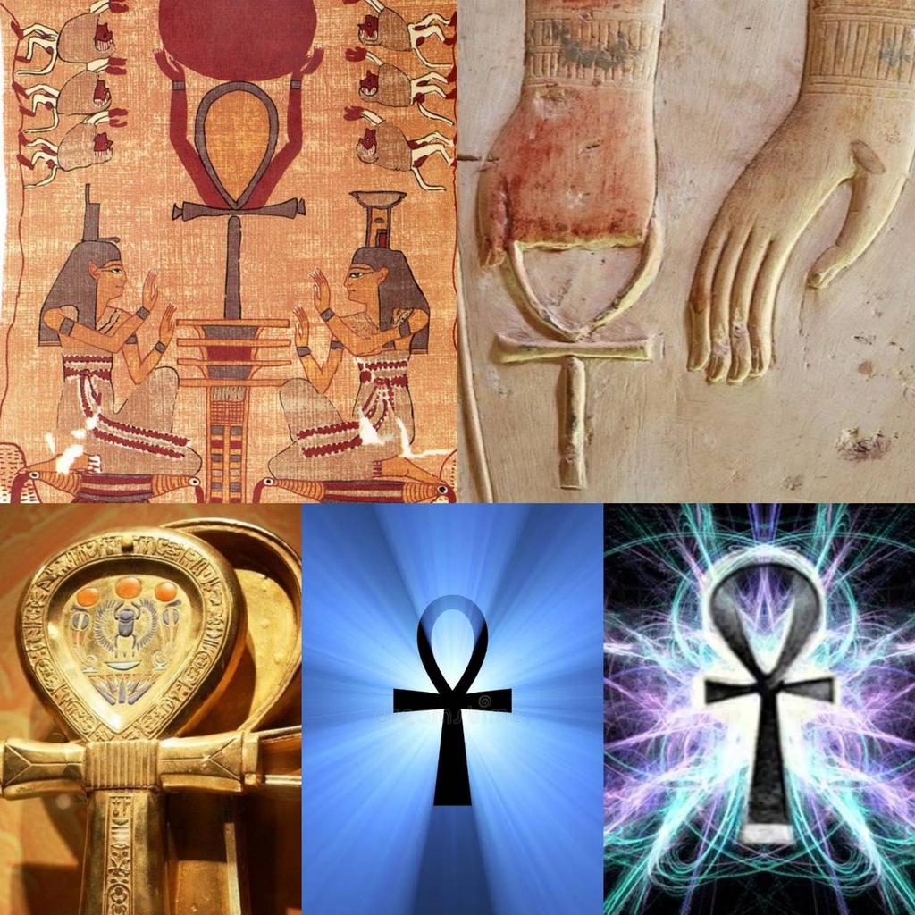 Amulet Talisman Ankh Cross Pendant Necklace Women Crystal Rhinestone Egypt Egyptian Key Life Religious Chain Jewelry Gift