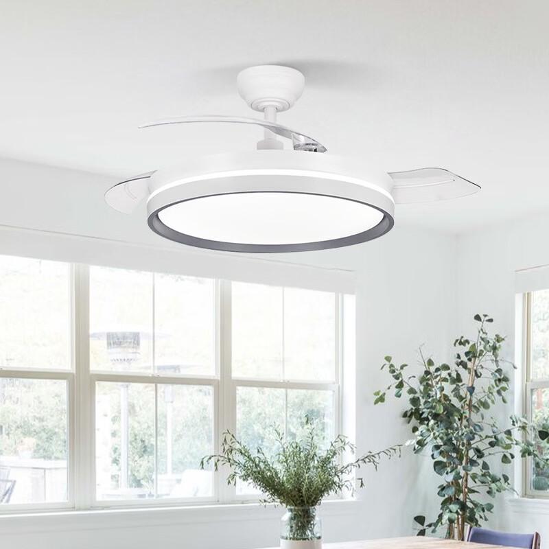 Oeny 42-inch White Dimmable LED Ceiling Fan with Remote