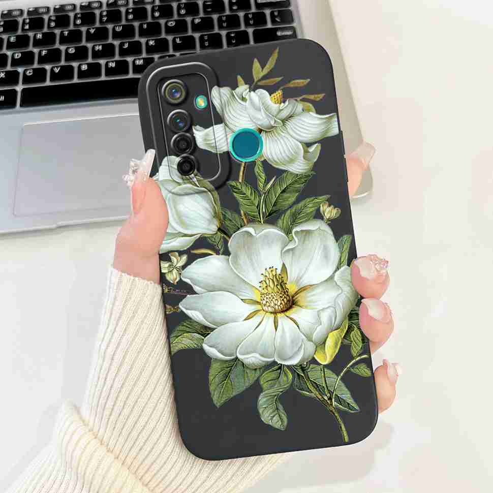 Für Realme 5 Pro Hülle Niedliche Panda-Blumen-Abdeckungen Weiche Silikonhüllen Für Realme 5 Realme5 Pro Stoßfeste Rückseite Fundas