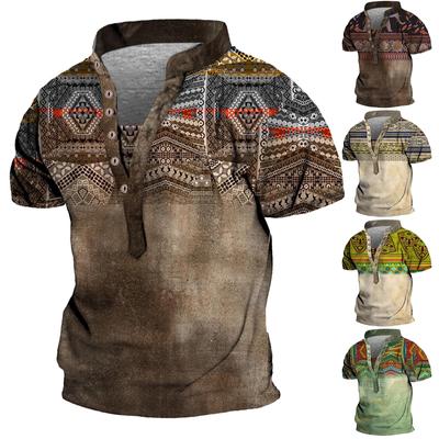 European And American Men's Vintage Top Digital Printing Short Sleeve Tops
