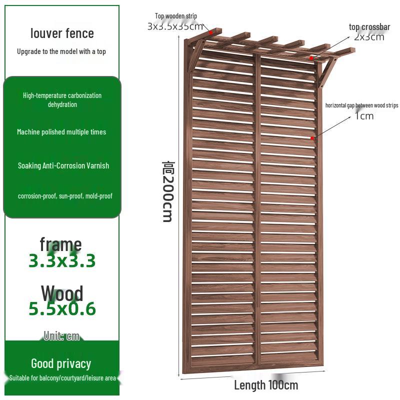 Outdoor Privacy Screen: Louvered Wood Fence for Gardens and Courtyards