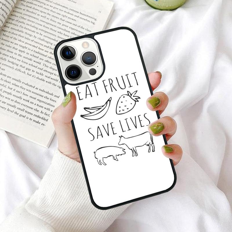 Eat Fruit Not Friends Vegan Phone Case for iPhone 17 Air 16 PRO MAX 15 14 PLUS 12 11 13 Back Cover Fundas Shell Coque