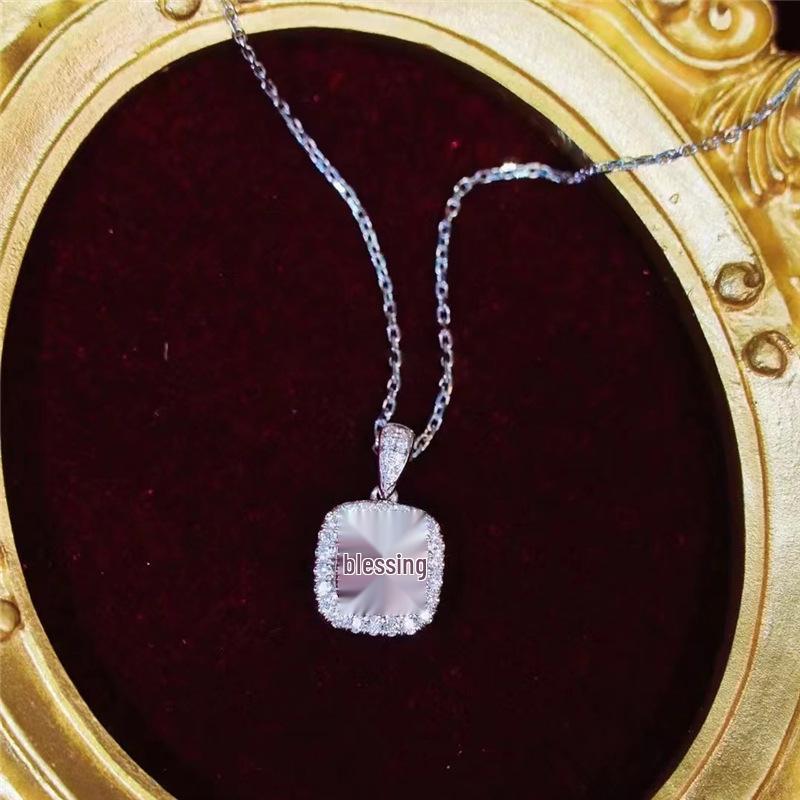 Pink Zircon Princess Necklace: Trendy Full Diamond Luxury Clavicle Chain for Women