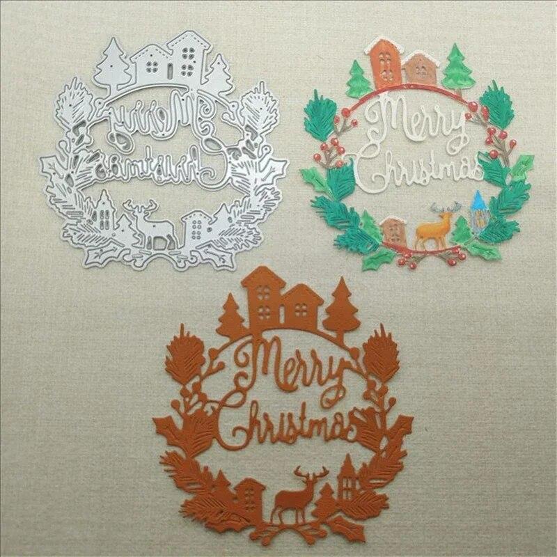 1PC Merry Christmas Cutting Die Scrapbooking Stencil Template for DIY Embossing Paper Cut Frame