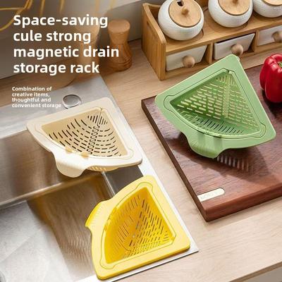 Magnetic Suction Hanging Drain Basket Kitchen Cleaning Food Scraps Storage Rack Sink Filter Basket