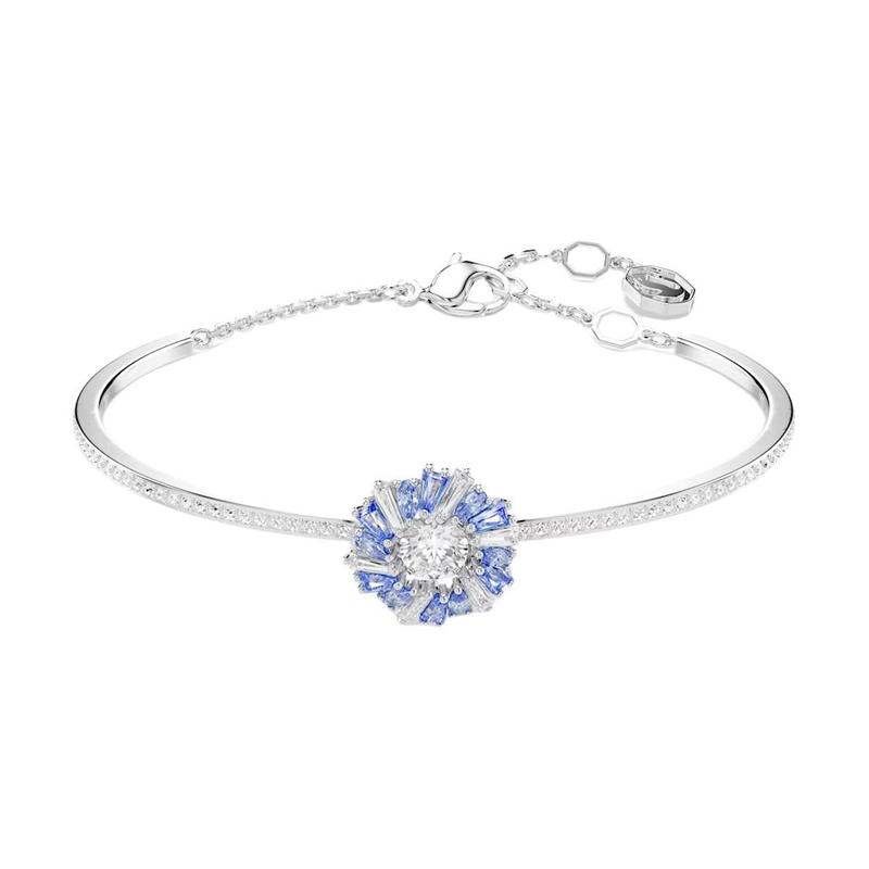 Swarovski Idyllia Crystal Flower Pattern Synthetic Cubic Zirconia Rhodium Plated Crystal Bracelet Women s Silver 5680014 серебряный