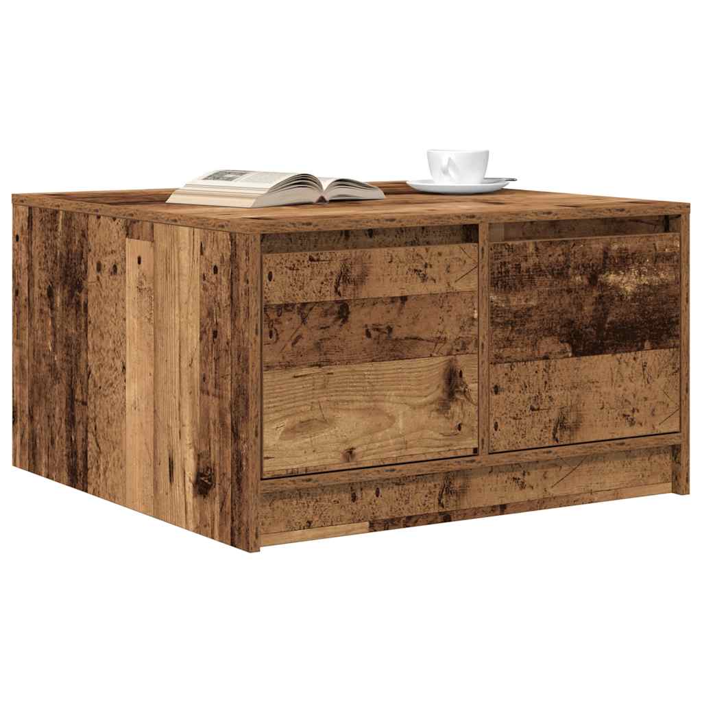Coffee Table with Drawers Rustic Wood Look 70.5 x 70 x 40 cm