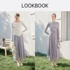 Xiangying Irregular Plaid High-Waist A-Line Skirt