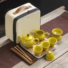 Travel Tea Set, Portable Storage Bag, Creative Ceramic Kung Fu Teapot, Tea Tray, Complete Set of Business Gifts