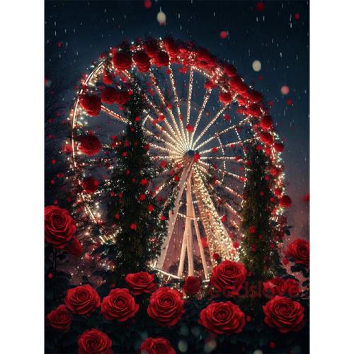 Fantasy Flower Diamantový obraz Růže Ruské kolo Diamantové vyšívání Plný vrták Čtverec kamínků Nástěnné umění Ruční práce S466