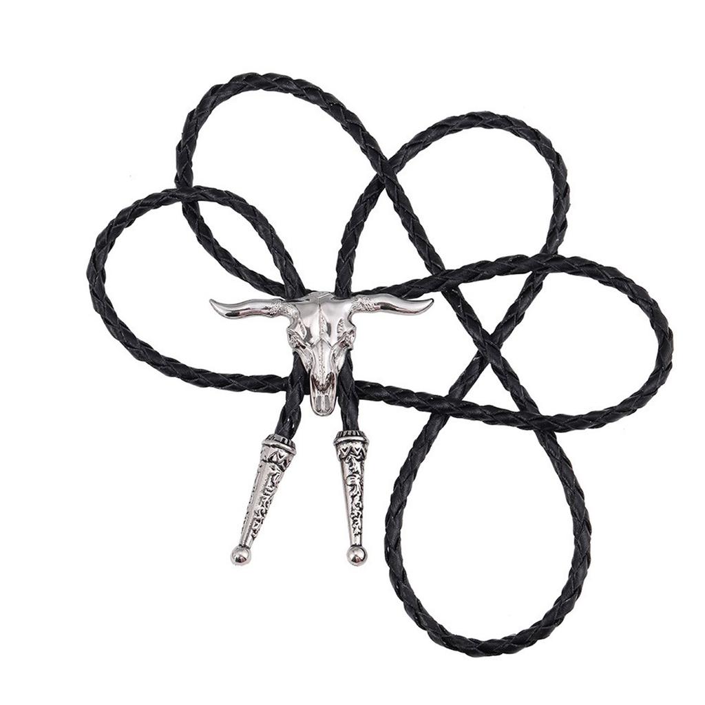 Elegante Bolo-Krawatte mit Stier-Anhänger Stier-Krawatte Western-Halskette Bolo-Krawatte Western-Cowboy-Kostüm