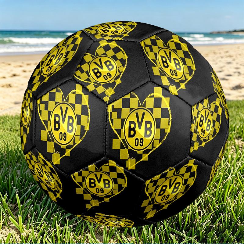 Borussia Dortmund Print Size 5 Soccer Ball, PU Wear Resistant Football for Match Training and Daily Practice, Birthday Gift for Soccer Fans