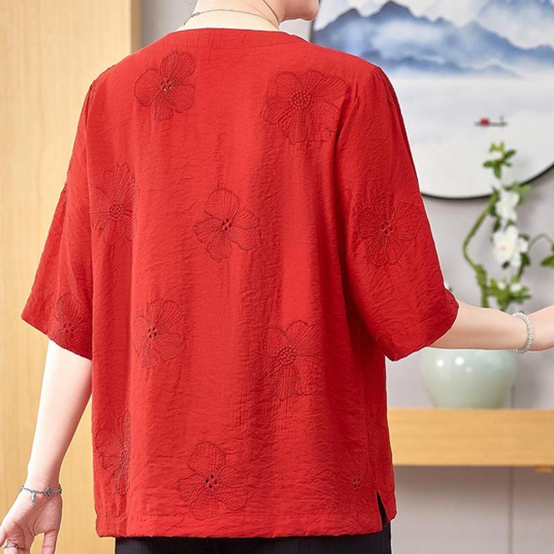 Plus Size 3XL-8XL Casual Blouses for Women Tops Loose Vintage Oversize Half Sleeve Shirt Summer Clothes