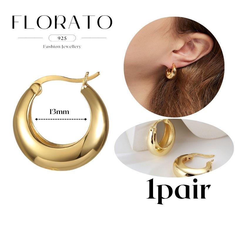 Perforation 925 Silver Ear Needle Minimalist Hoop Earrings Metallic Gold Earrings For Women CZ Fashion Jewelry