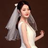 Wedding Tulle Bridal Lace Veil with Bowknot/Floral Trim Elegant Bridesmaids Veil