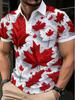 [Printed Design – Not Textured] May 1St Promotion, Men'S Golf Short-Sleeve Shirt with Canadian Maple Leaf Print, Lightweight And Durable, Suitable for