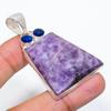 Lepidolite Stone, Blue Topaz 925 Sterling Silver Jewelry Pendant 2.17" SU-8474