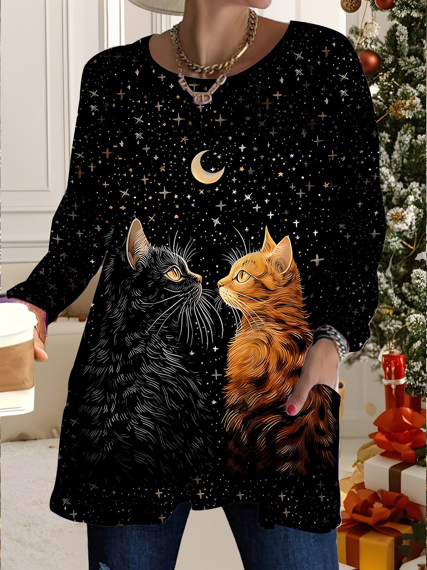 

Осень-Зима 2025 Новые Топы для Женщин Большого Размера, Великолепные Футболки Модные с 3D-принтом, с Круглым Вырезом и Длинным Рукавом 6XL чёрный