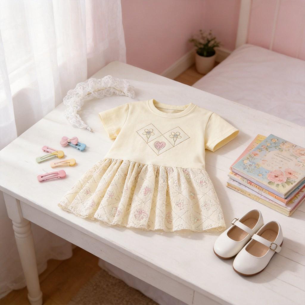Girl Summer Cotton Princess Dress With Breathable Mesh For Toddler Girls