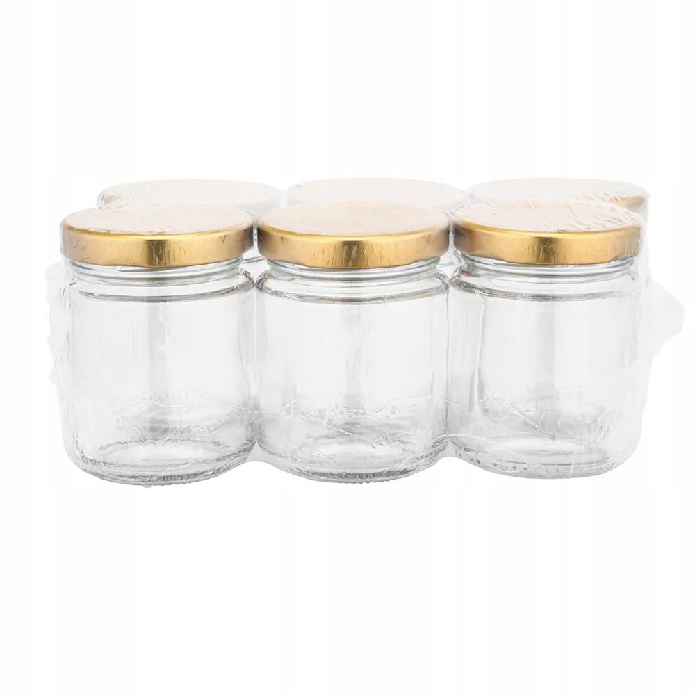 Glass Jars for Preserves Golden Lids for Jam Set of 6 Pieces 135 Ml