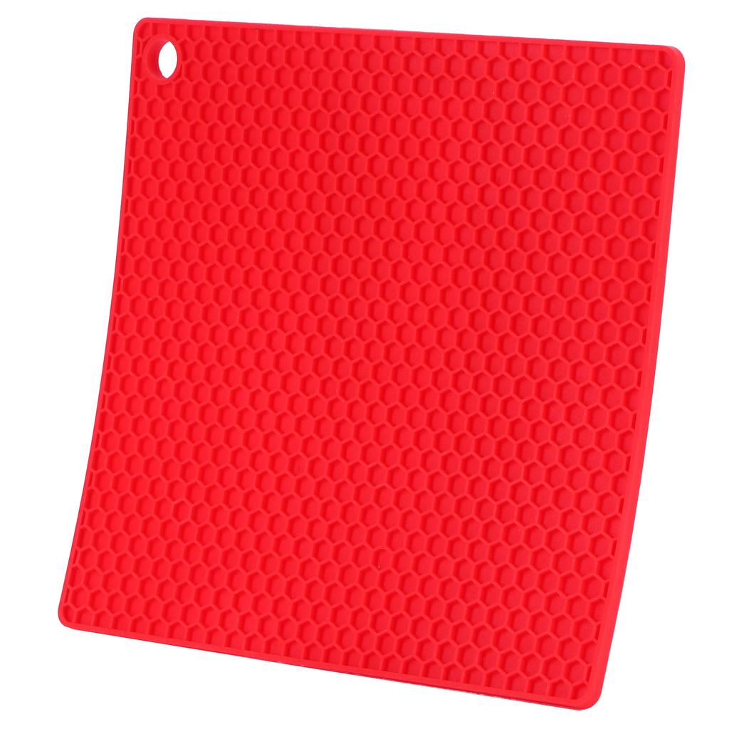 Insulation Pad Food Grade Silicone Pad AntiScalding Thickened Microwave Oven Mat for Kitchen Use(Red )