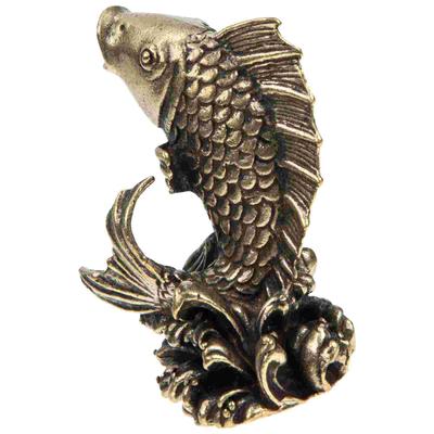 Brass Craft Carp Figurine Animal Figurine Small Animal Decoration Golden Golden Brass Carp Statues