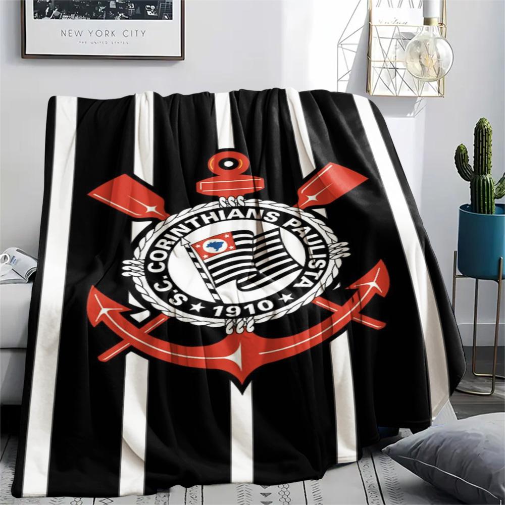 1 pièce Couverture en Flanelle Imprimée SC Corinthians Paulista Haute Qualité Chaude Confortable Couverture pour Toutes les Saisons Parfaite pour les Cadeaux Décoration de la Maison